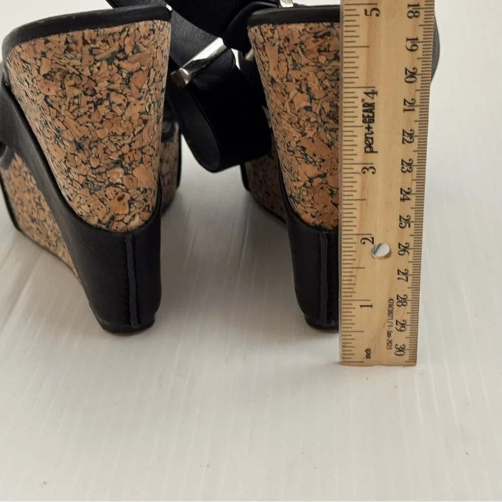 Charles by Charles David Arlington Black Cork platform Wedges sandals